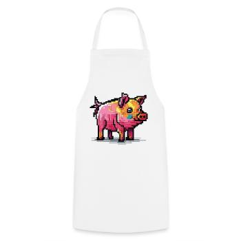 Un beau cochon adulte coloré - Tablier de cuisine - blanc - Devant - AI Model Male 185 dark (185cm)