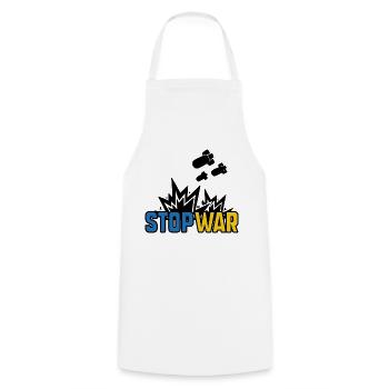 Stop War - Cooking Apron - white - Front - AI Model Male 185 dark (185cm)