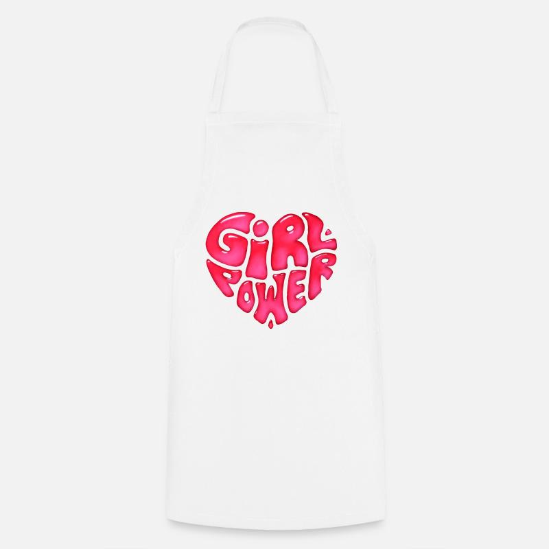 Conception de texte girl power en forme de cœur - Tablier de cuisine - blanc