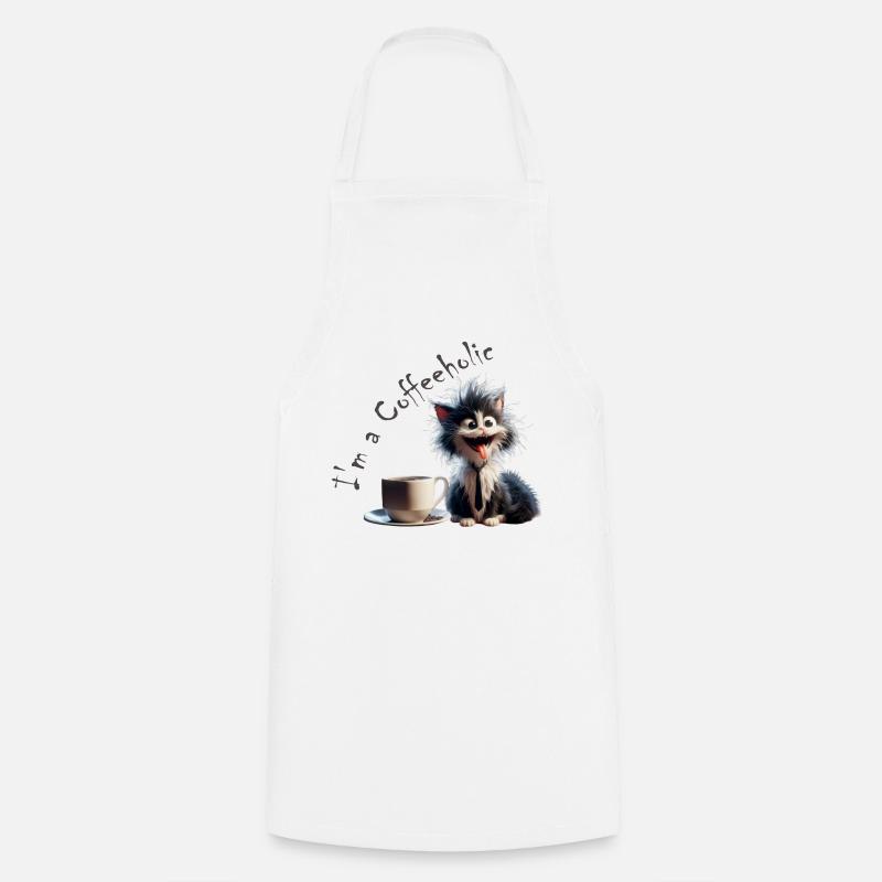 Chat Coffeeholic - Tablier de cuisine - blanc