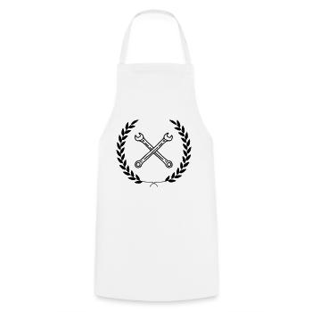 logo mécaniçien proffessionel - Tablier de cuisine - blanc - Devant - AI Model Male 185 dark (185cm)