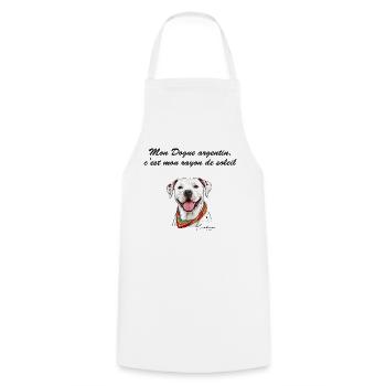 Dogue argentin rayon de soleil - Tablier de cuisine - blanc - Devant - AI Model Male 185 dark (185cm)