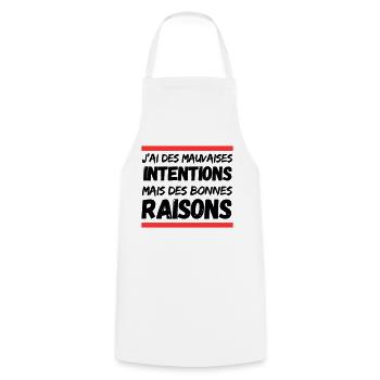 J’ai des mauvaises intentions, mais des bonnes... - Tablier de cuisine - blanc - Devant - AI Model Male 185 dark (185cm)