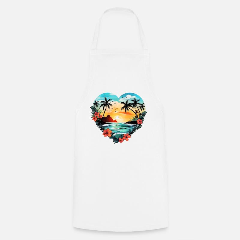 Summer Island Palm Trees - Cooking Apron - white