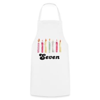 7e anniversaire bougie - Tablier de cuisine - blanc - Devant - AI Model Male 185 dark (185cm)