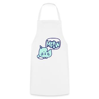 Süße Katze Comic Sprechblase Meow Miau Cartoon Fun - Kochschürze - Weiß - Vorne - AI Model Male 185 dark (185cm)