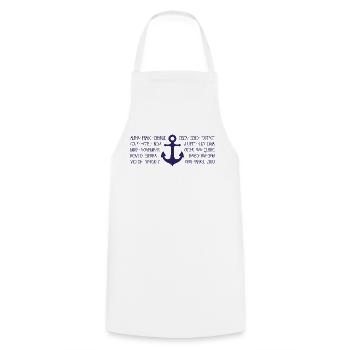 NATO Alphabet Maritime Radio with Anchor Blue - Cooking Apron - white - Front - AI Model Male 185 dark (185cm)