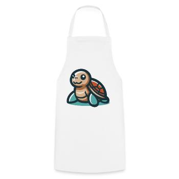 Tortue souriante - Tablier de cuisine - blanc - Devant - AI Model Male 185 dark (185cm)