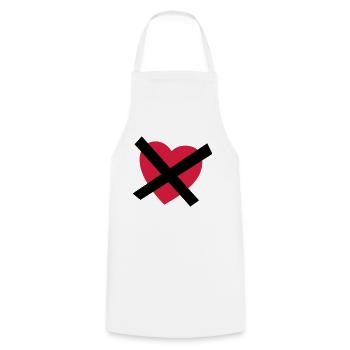 Crossed our Heart - No Love - No Heart - Cooking Apron - white - Front - AI Model Male 185 dark (185cm)