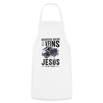 Enduro MTB Mountain Bike Riding - Cooking Apron - white - Front - AI Model Male 185 dark (185cm)
