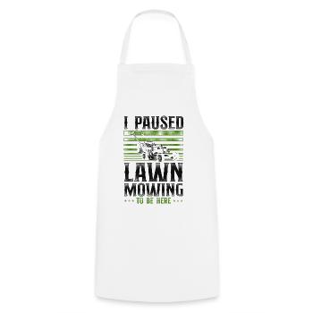 Lawn Mower Mowing Dad Father - Cooking Apron - white - Front - AI Model Male 185 dark (185cm)