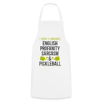 Pickleball I Speak 4 Languages - Cooking Apron - white - Front - AI Model Male 185 dark (185cm)