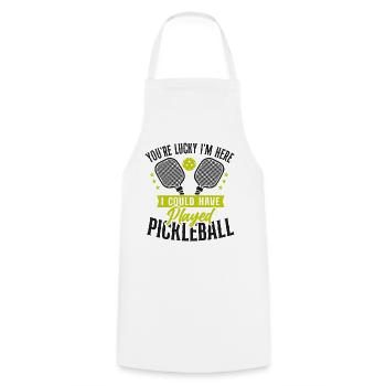 Pickleball Tu as de la chance que je sois là - Tablier de cuisine - blanc - Devant - AI Model Male 185 dark (185cm)