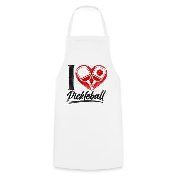 Pickleball Heart I Love Pickleball - Cooking Apron - white - Front - AI Model Male 185 dark (185cm)