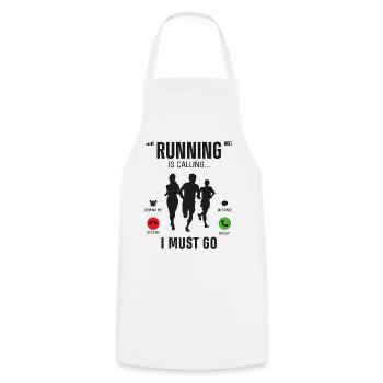 Running Runner Half Marathon Phone - Cooking Apron - white - Front - AI Model Male 185 dark (185cm)