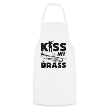 Trumpet Player Pun Kiss My Brass - Kochschürze - Weiß - Vorne - AI Model Male 185 dark (185cm)