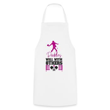 Pickleball pagaie bien avec - Tablier de cuisine - blanc - Devant - AI Model Male 185 dark (185cm)
