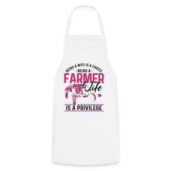 Farming Farmer Wife Tractor Being - Cooking Apron - white - Front - AI Model Male 185 dark (185cm)