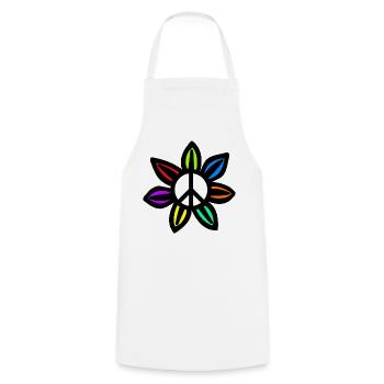 Peace flower - Cooking Apron - white - Front - AI Model Male 185 dark (185cm)