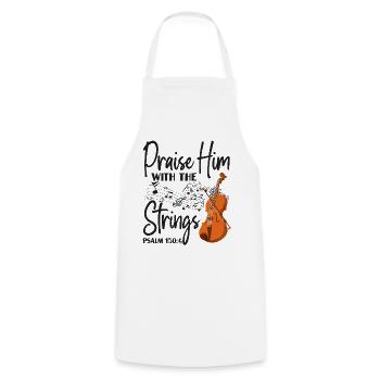 Violon Violoniste Bible Citation Foi - Tablier de cuisine - blanc - Devant - AI Model Male 185 dark (185cm)