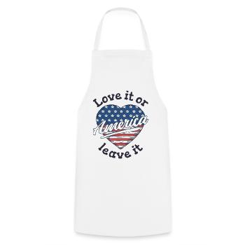 Love it or leave it USA - Cooking Apron - white - Front - AI Model Male 185 dark (185cm)
