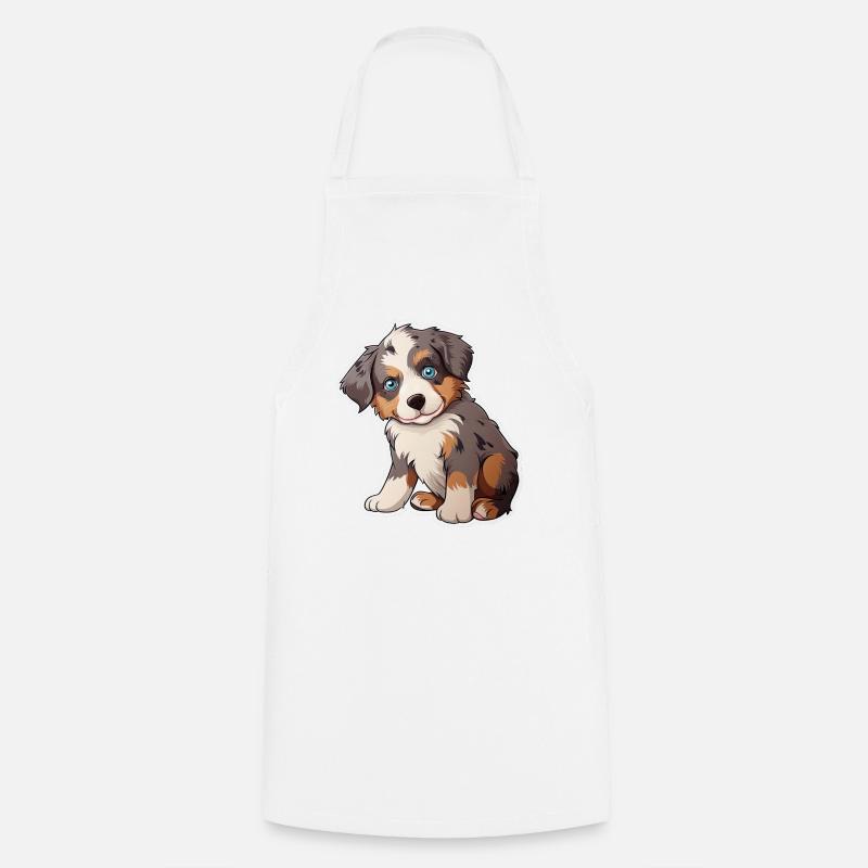 Cute Australian Shepherd Puppy - Cooking Apron - white