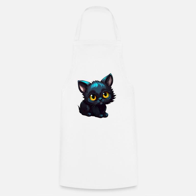 Black Little Kitten - Cooking Apron - white