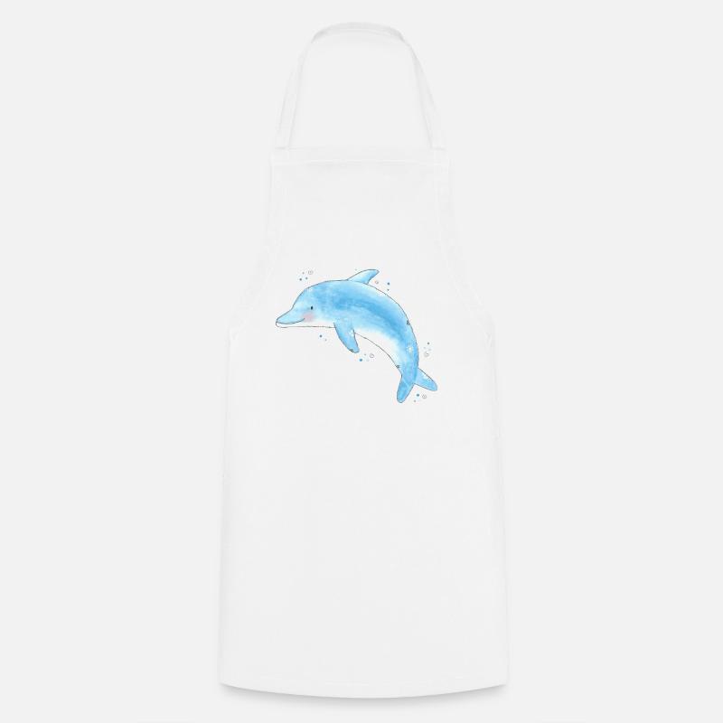 Bleu Delfin - Tablier de cuisine - blanc