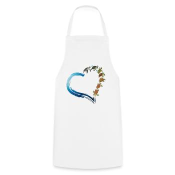 Sea Turtle Tortoise Heart - Cooking Apron - white - Front - AI Model Male 185 dark (185cm)