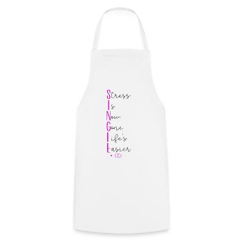 Le stress de la fête de divorce heureuse est maintenant - Tablier de cuisine - blanc - Devant - AI Model Male 185 dark (185cm)