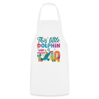 Dolphin 10th Birthday Watercolor - Kochschürze - Weiß - Vorne - AI Model Male 185 dark (185cm)
