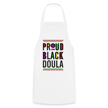 Doula Travailleuse à la naissance Fière Noire - Tablier de cuisine - blanc - Devant - AI Model Male 185 dark (185cm)