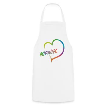 Infirmière Sage-Femme Accoucheuse Coeur - Tablier de cuisine - blanc - Devant - AI Model Male 185 dark (185cm)