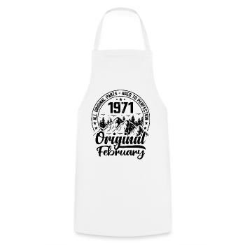 1971 février Original : 53 Ans cadeau Anniversaire - Tablier de cuisine - blanc - Devant - AI Model Male 185 dark (185cm)