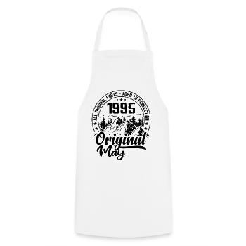 1995 May Original: 29 Years Anniversary Gift - Cooking Apron - white - Front - AI Model Male 185 dark (185cm)