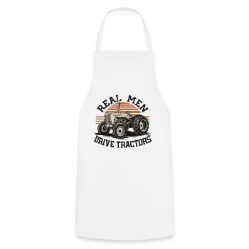 De vrais hommes conduisant des tracteurs - Tablier de cuisine - blanc - Devant - AI Model Male 185 dark (185cm)