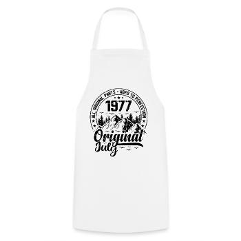 1977 juillet Original : 47 Ans cadeau Anniversaire - Tablier de cuisine - blanc - Devant - AI Model Male 185 dark (185cm)