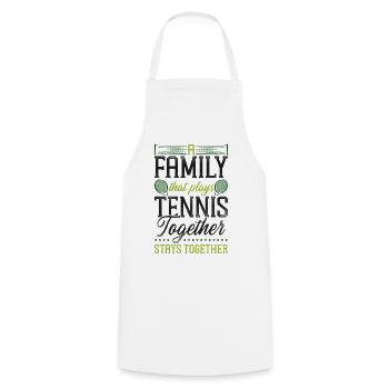 drôle de joueur de tennis raquette famille - Tablier de cuisine - blanc - Devant - AI Model Male 185 dark (185cm)