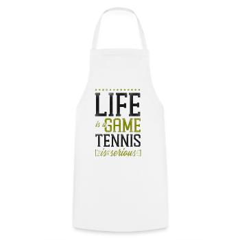 Funny Tennis Player Racket Life Is - Kochschürze - Weiß - Vorne - AI Model Male 185 dark (185cm)