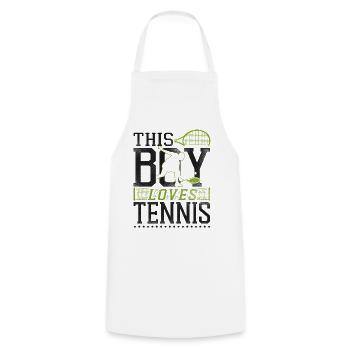 Funny Tennis Player Racket Boy - Kochschürze - Weiß - Vorne - AI Model Male 185 dark (185cm)