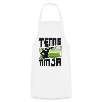 Drôle de joueur de tennis Raquette Ninja - Tablier de cuisine - blanc - Devant - AI Model Male 185 dark (185cm)