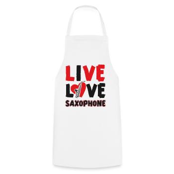 Saxophone Live Love Saxophone - Kochschürze - Weiß - Vorne - AI Model Male 185 dark (185cm)