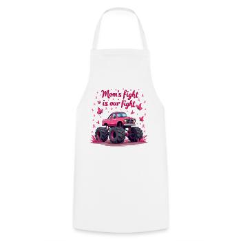 Mom’s Fight Is Our Fight - Breast Cancer Awareness - Cooking Apron - white - Front - AI Model Male 185 dark (185cm)