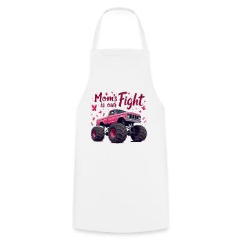 Mom’s Fight Is Our Fight - Breast Cancer Awareness - Cooking Apron - white - Front - AI Model Male 185 dark (185cm)