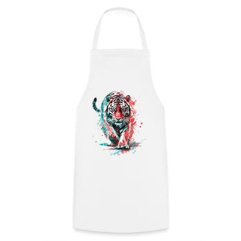 Tiger Head Predator Nature Wilderness Splash Colorful - Cooking Apron - white - Front - AI Model Male 185 dark (185cm)