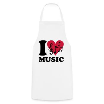 I love Music - Kochschürze - Weiß - Vorne - AI Model Male 185 dark (185cm)