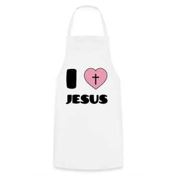 I Love Jesus - Tablier de cuisine - blanc - Devant - AI Model Male 185 dark (185cm)