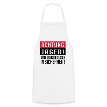 Achtung Jäger - Kochschürze - Weiß - Vorne - AI Model Male 185 dark (185cm)