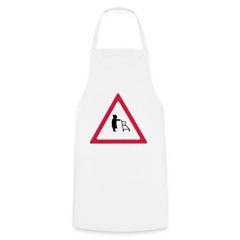 attention pensioners - Cooking Apron - white - Front - AI Model Male 185 dark (185cm)
