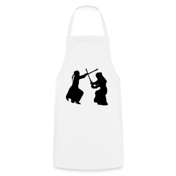 Kampfkunst Kendo -3 - Kochschürze - Weiß - Vorne - AI Model Male 185 dark (185cm)